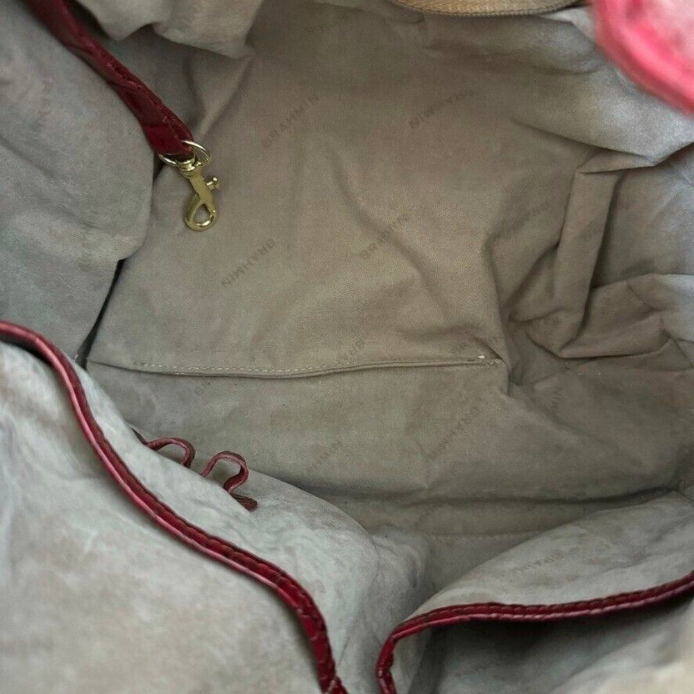 Brahmin Vintage Red Croc Embossed Leather Bucket Large Hobo Shoulder Bag Purse - Picture 9 of 11